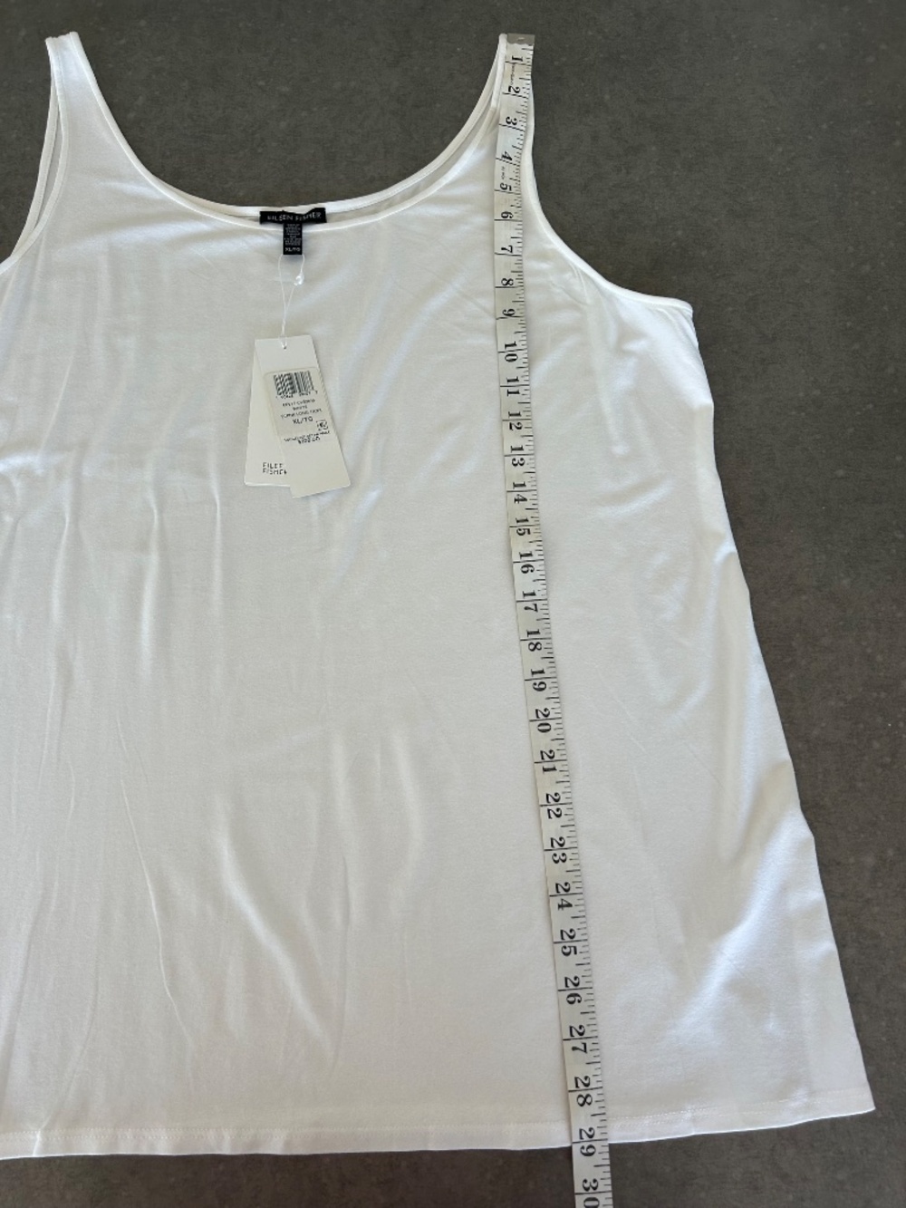 NWT Eileen Fisher Viscose Jersey Long Scoop Neck Tank White Sz XL - Picture 3 of 4